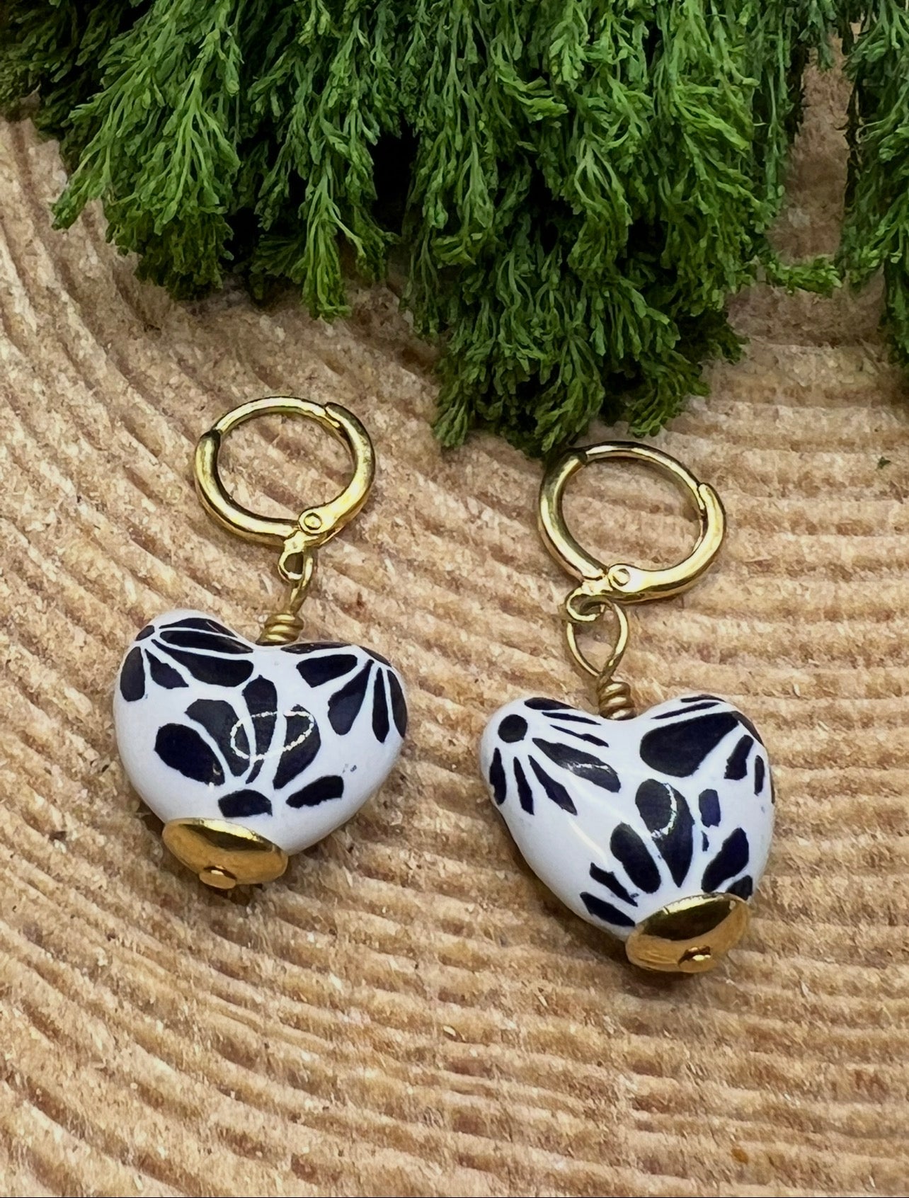 Handcrafted Heart-Shaped Talavera earrings