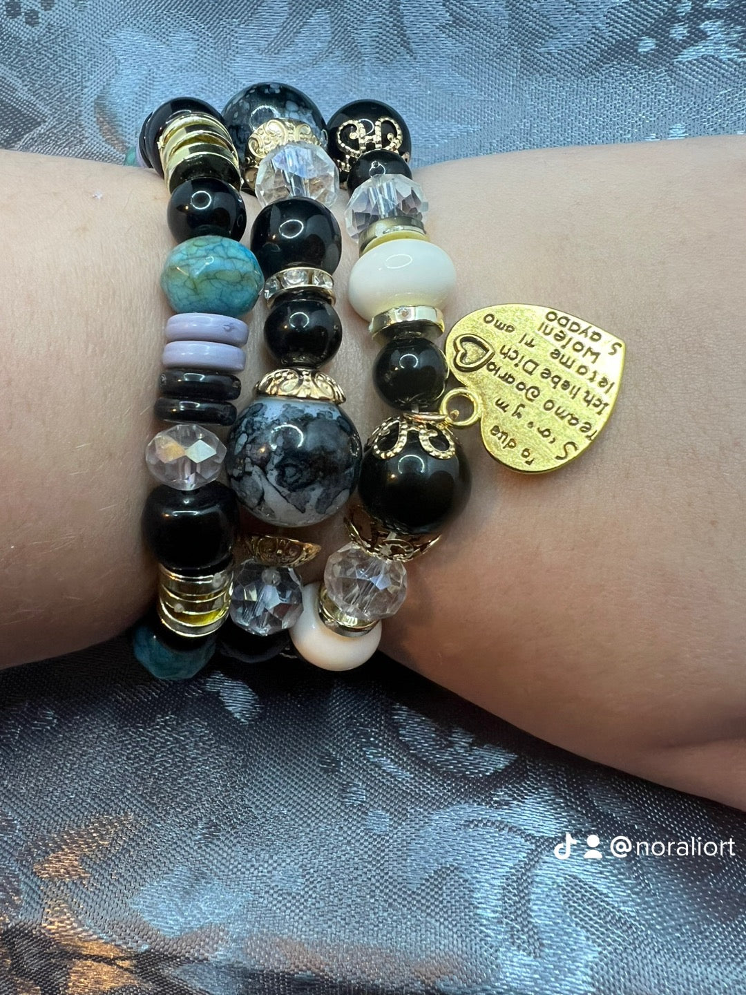 3Pc set Handmade Multilayer Natural Stone Crystal Beads Bracelet Fashion Women.