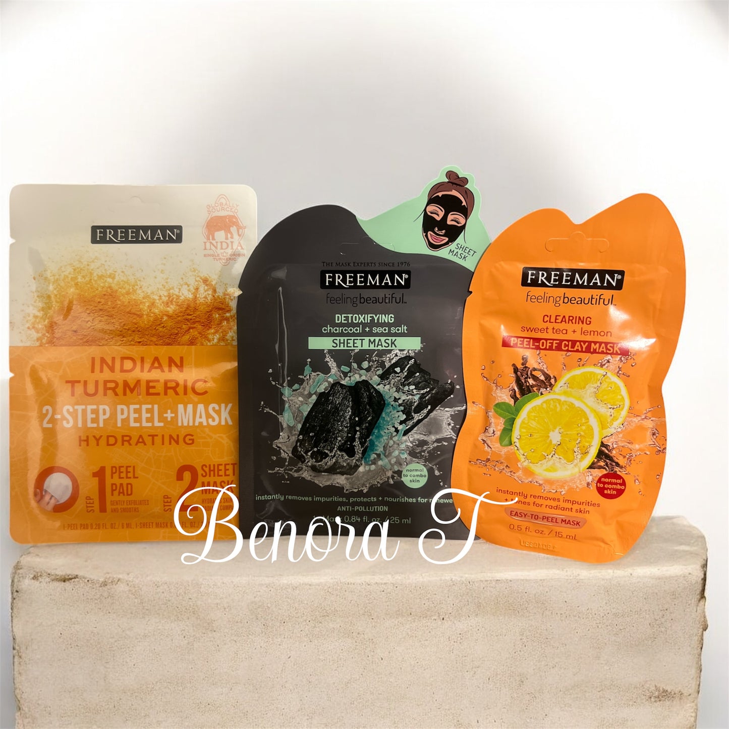 3pc Face Mask-Indian Turmeric, Charcoal, Lemon