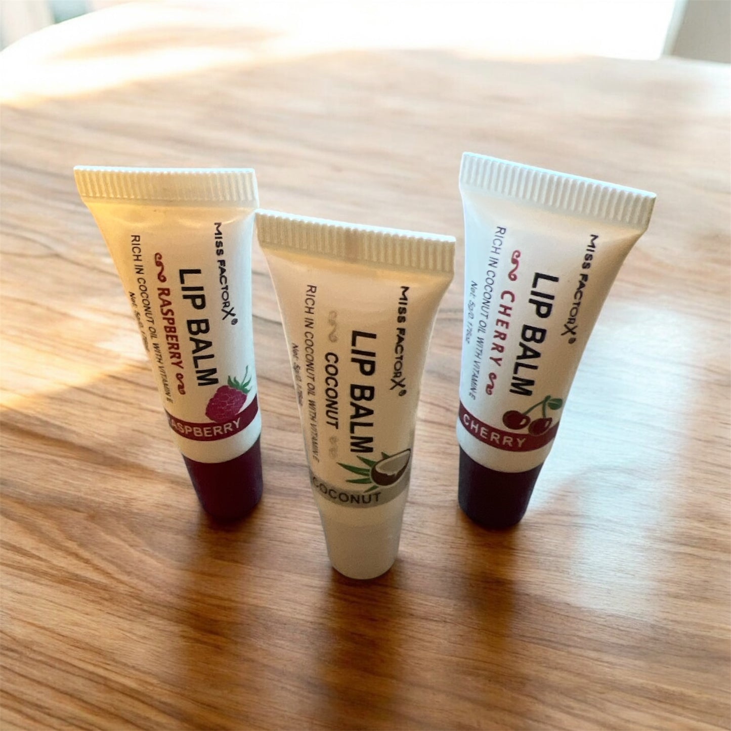 3pc set Lip Balm -Coconut, Cherry & Raspberry.
