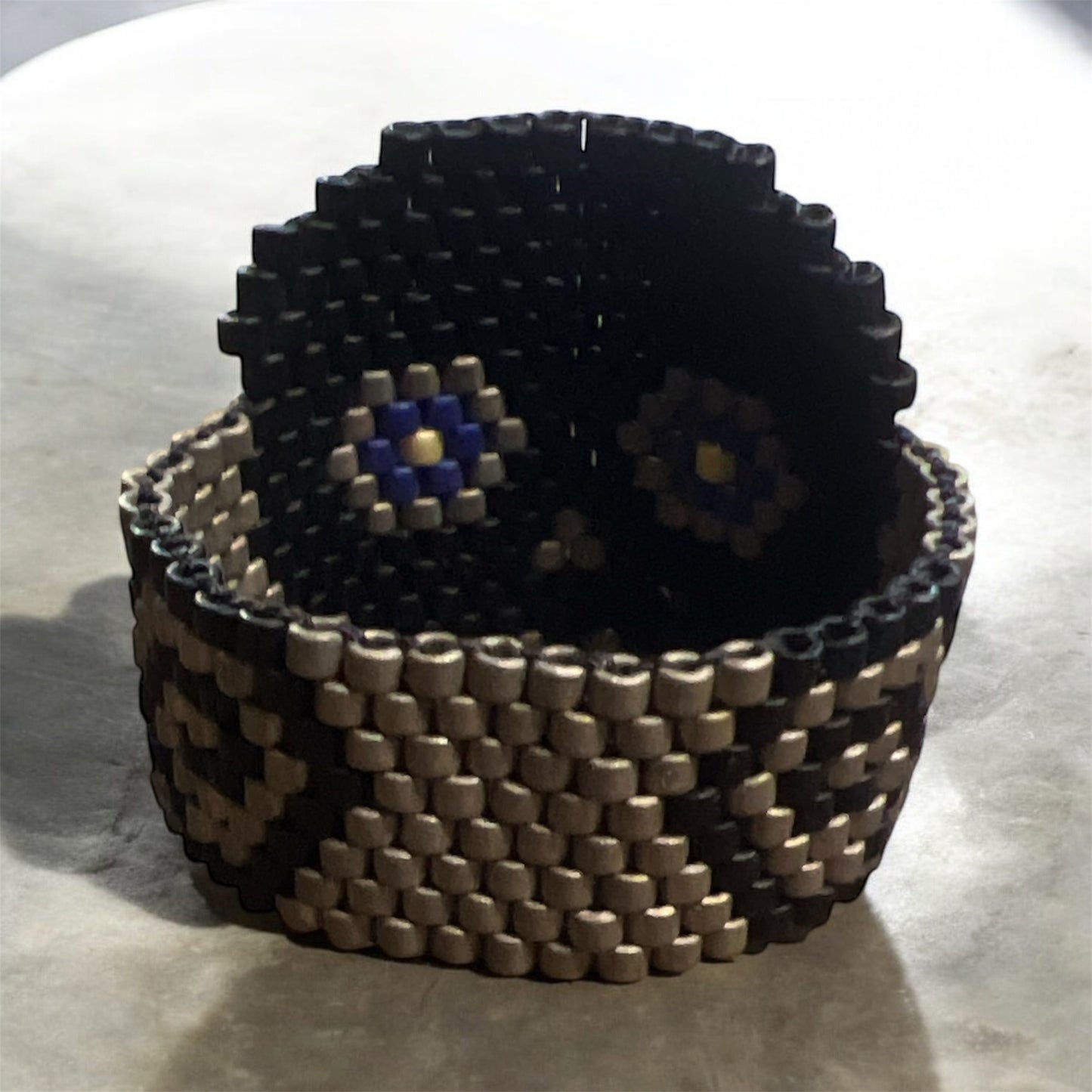 Handmade Skull Huichol Miyuki Bead Ring.