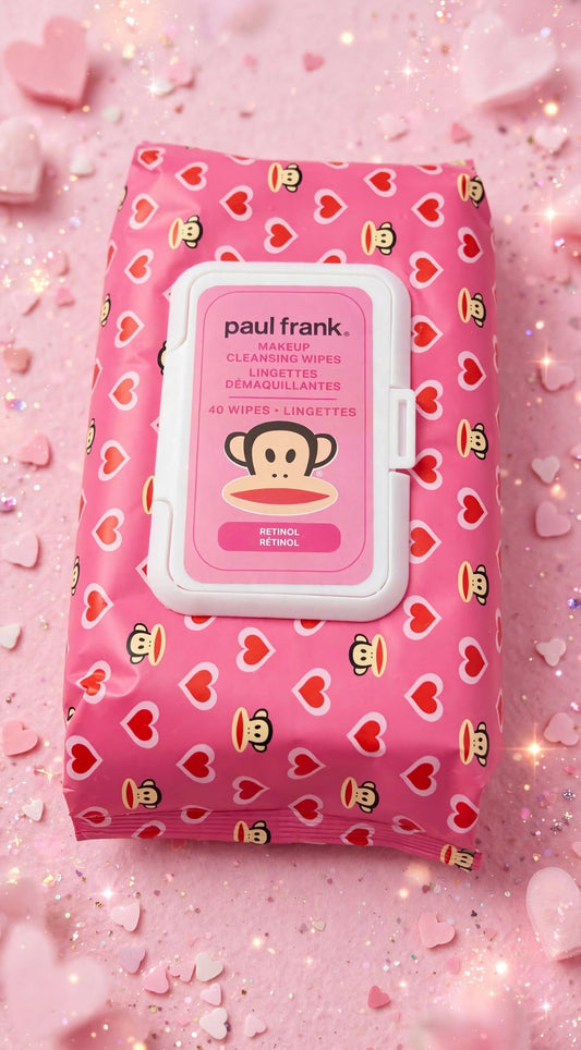 Paul Frank Pink Hearts Makeup Cleansing Wipes with RETINOL - 40 wipes