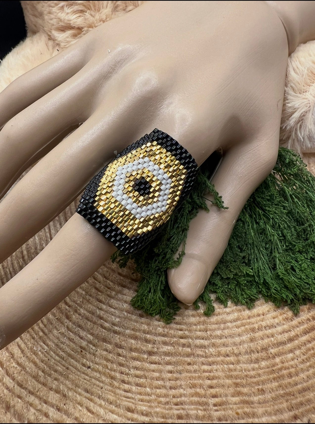 Handmade Huichol Miyuki Beads Ring