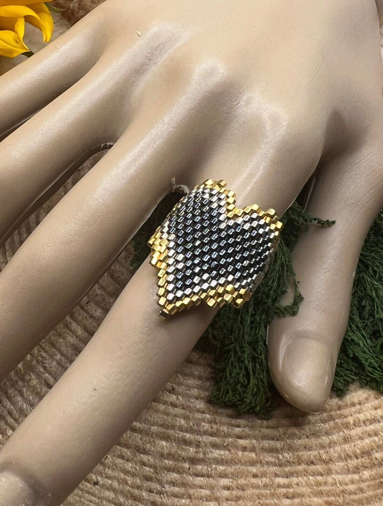 Handmade Miyuki Bead Huichol Ring/