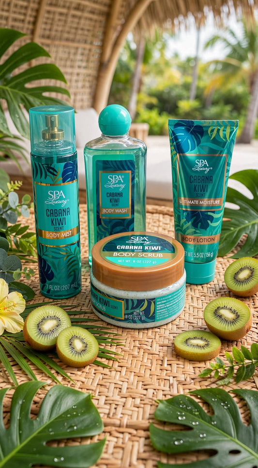 Cabana Kiwi 4-Pc Spa Set | Body Mist, Wash, Lotion + Body Scrub