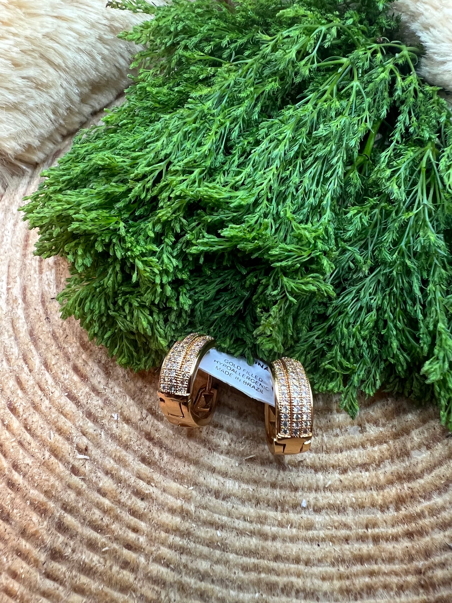 Cubic Zirconia 18K Hoop Earrings Arracadas de 18K Oro laminado