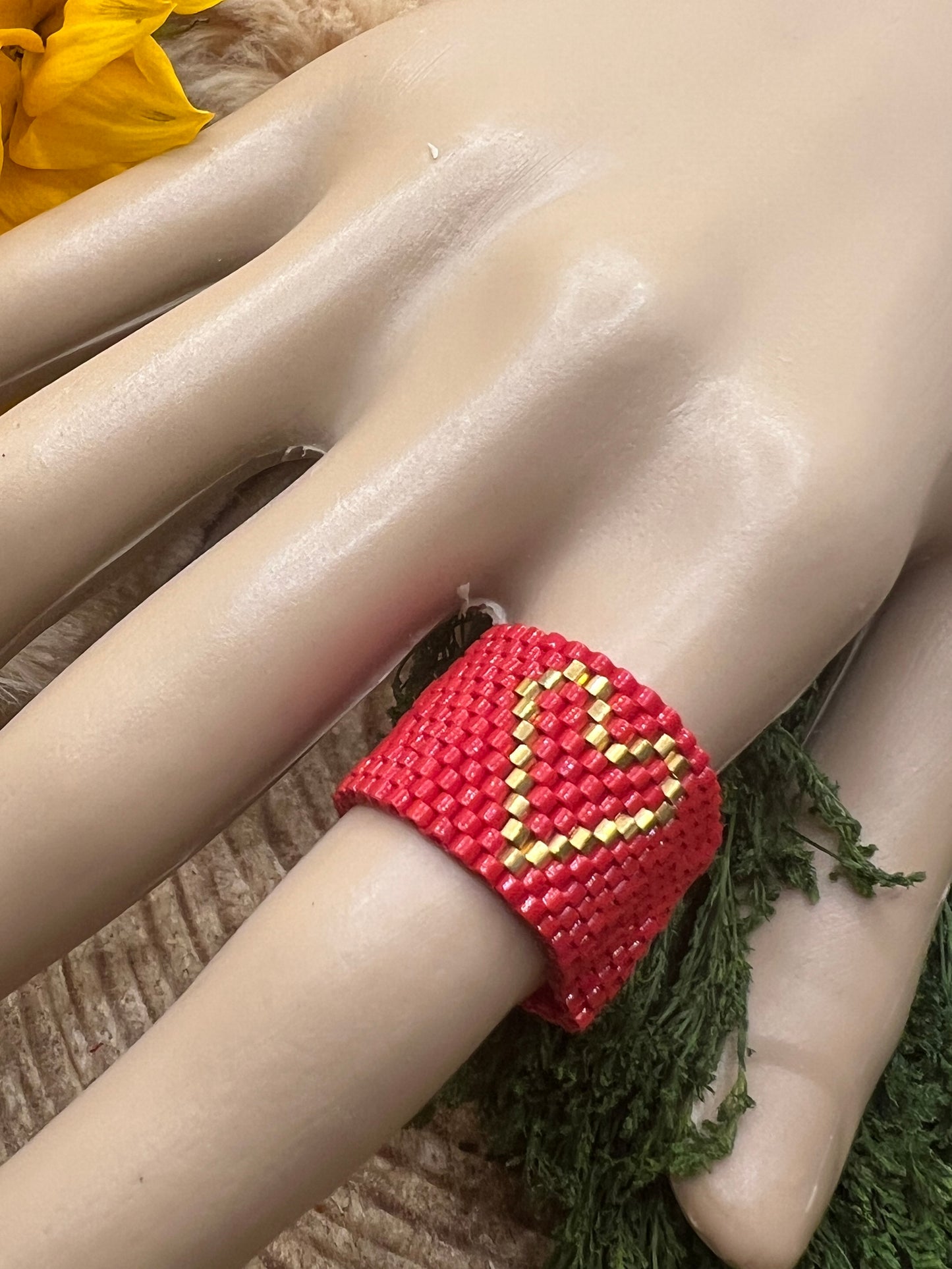 Handmade Huichol Miyuki Bead Ring
