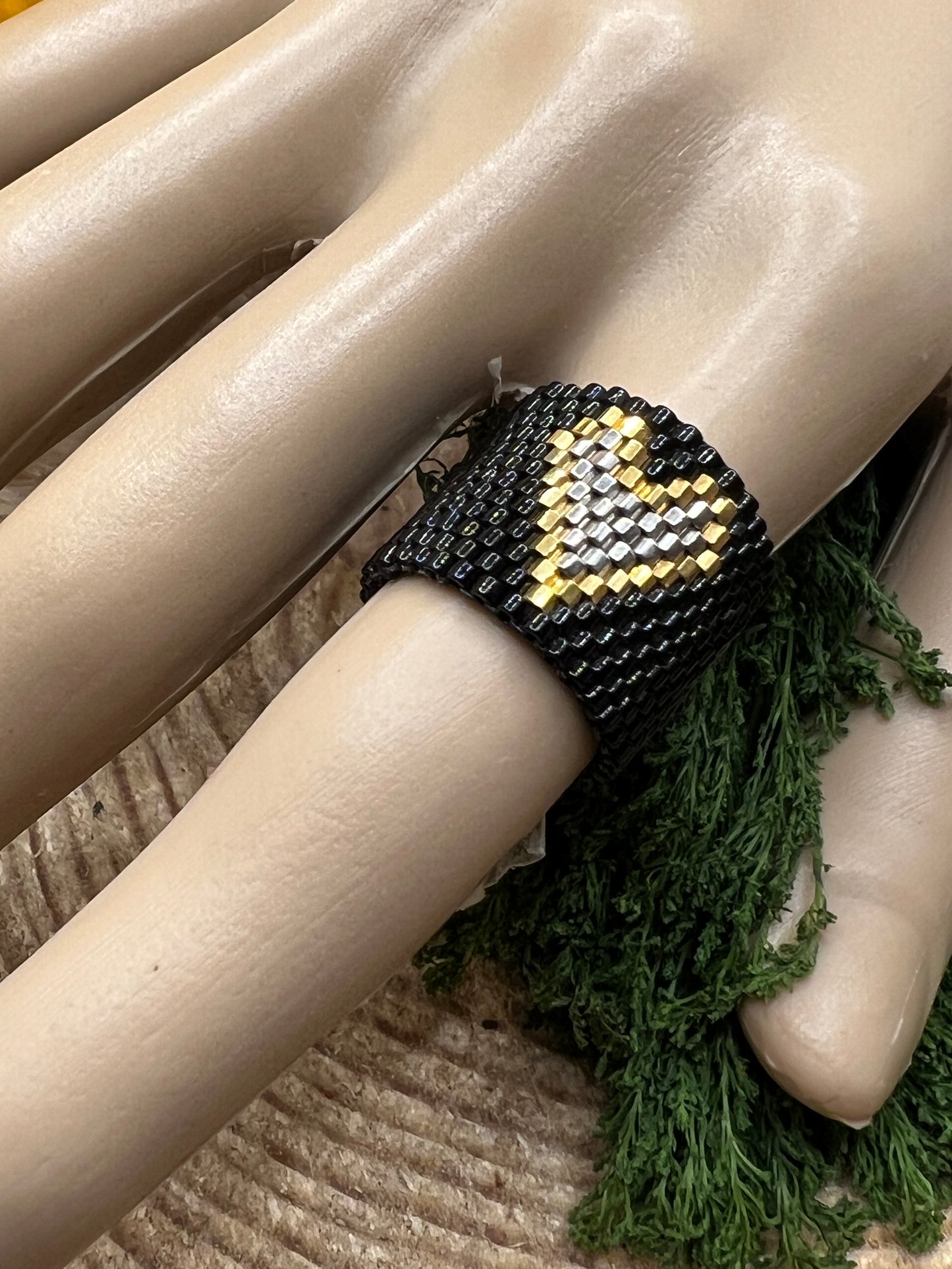 Handmade Huichol Miyuki Bead Ring