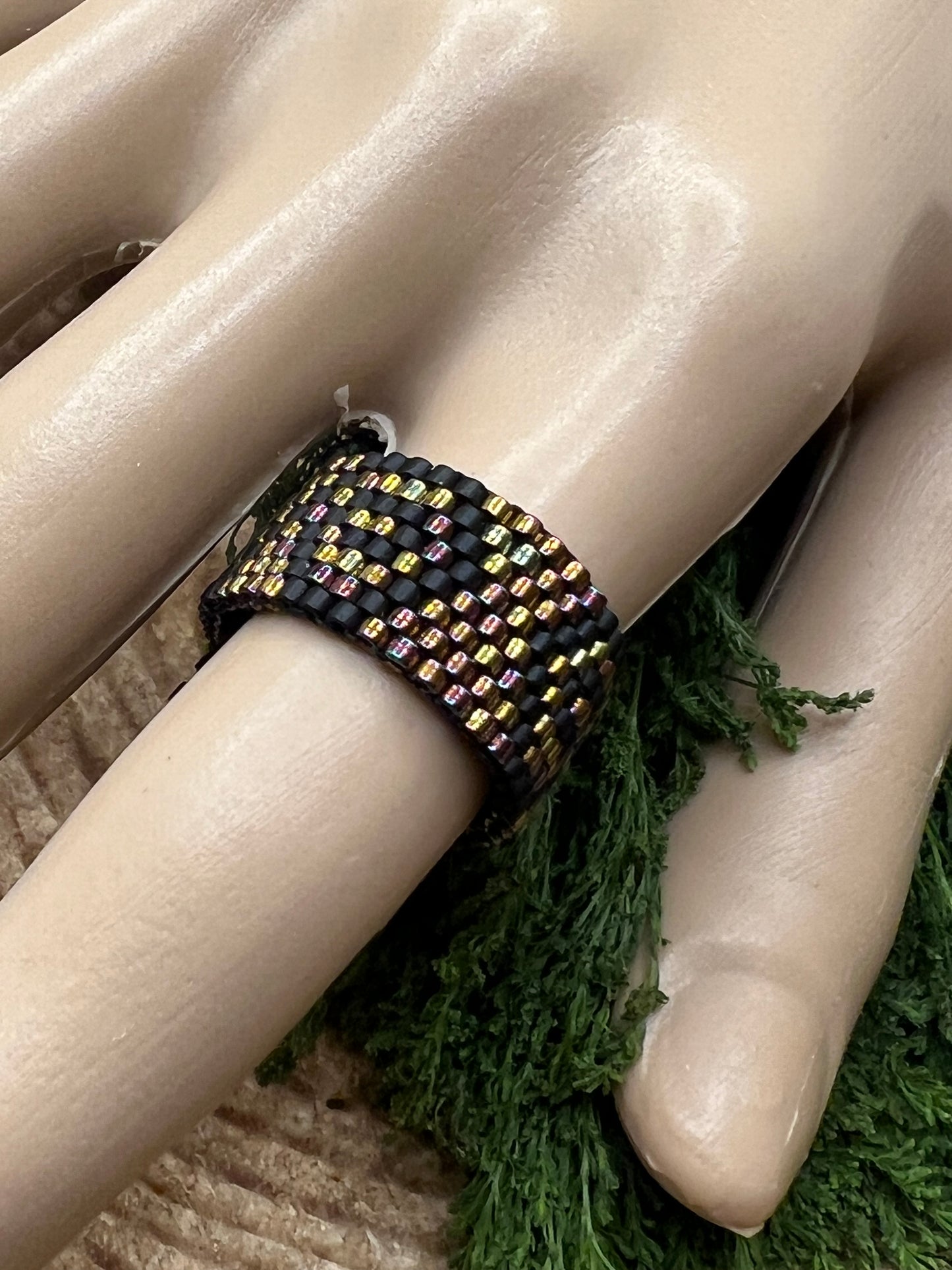 Handmade Huichol Miyuki Bead Ring