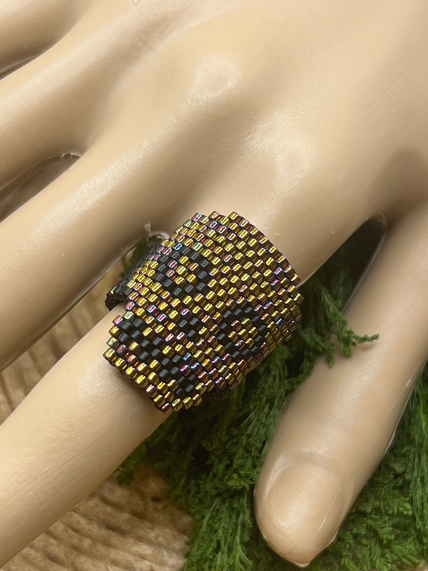 Handmade Huichol Miyuki Bead Ring