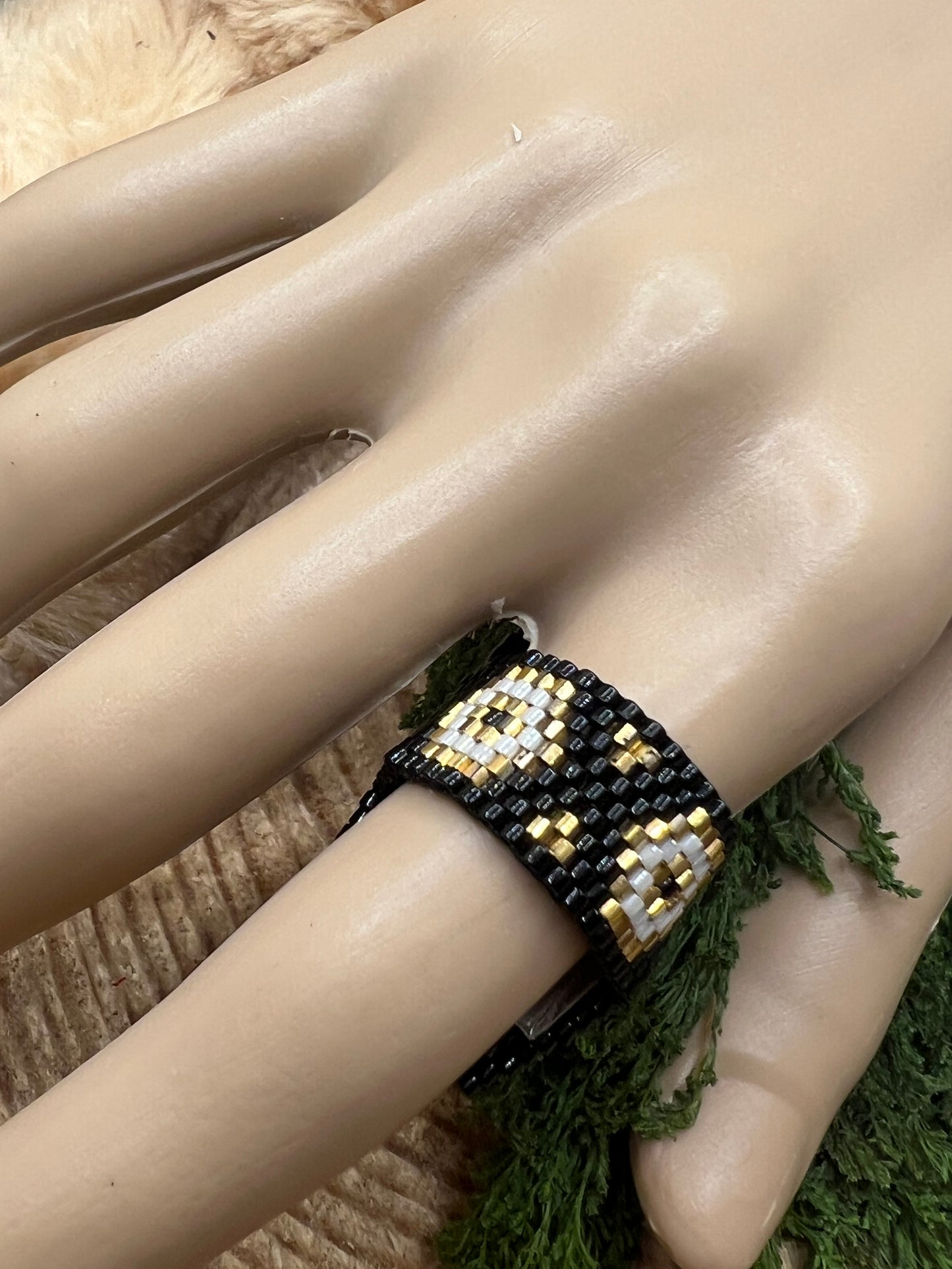 Handmade Huichol Miyuki Beads Ring