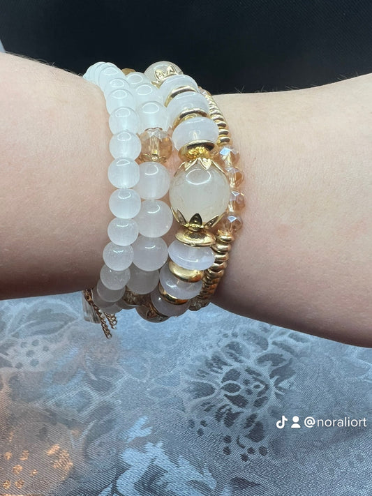 4pc Handcrafted Multilayer Natural Stone Crystal Beads Fashion Bracelet