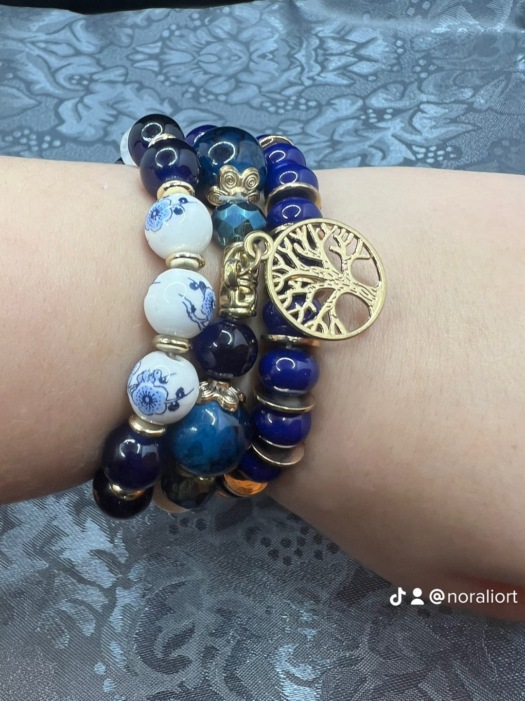 3pc Handmade Multilayer Natural Stone Crystal Beads Bracelet Fashion.