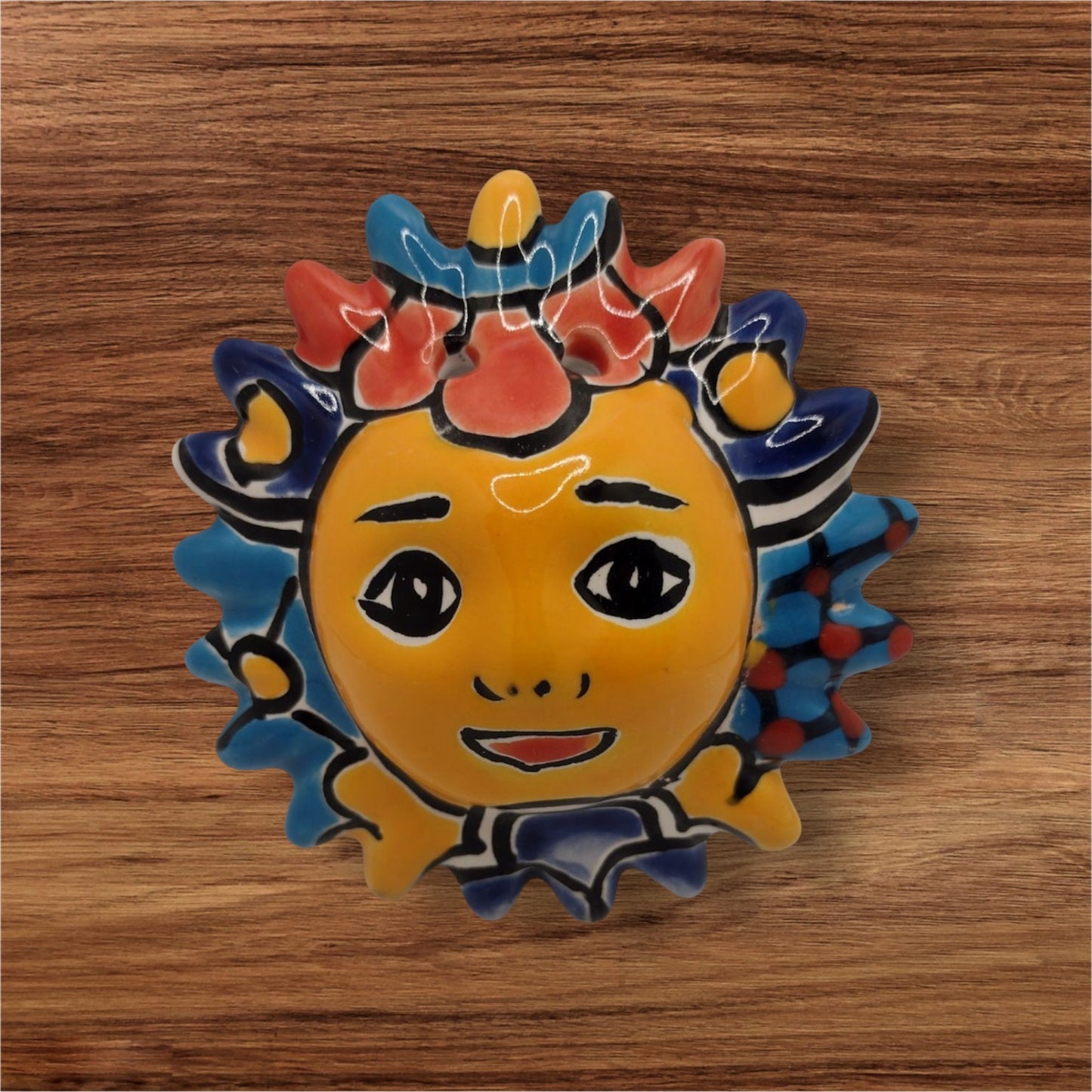 Mexican Talavera Pottery Sun Sculpture/ Home Decor