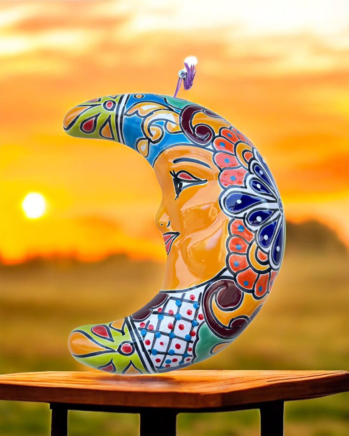 Mexican Talavera Moon Face/ Home Decor
