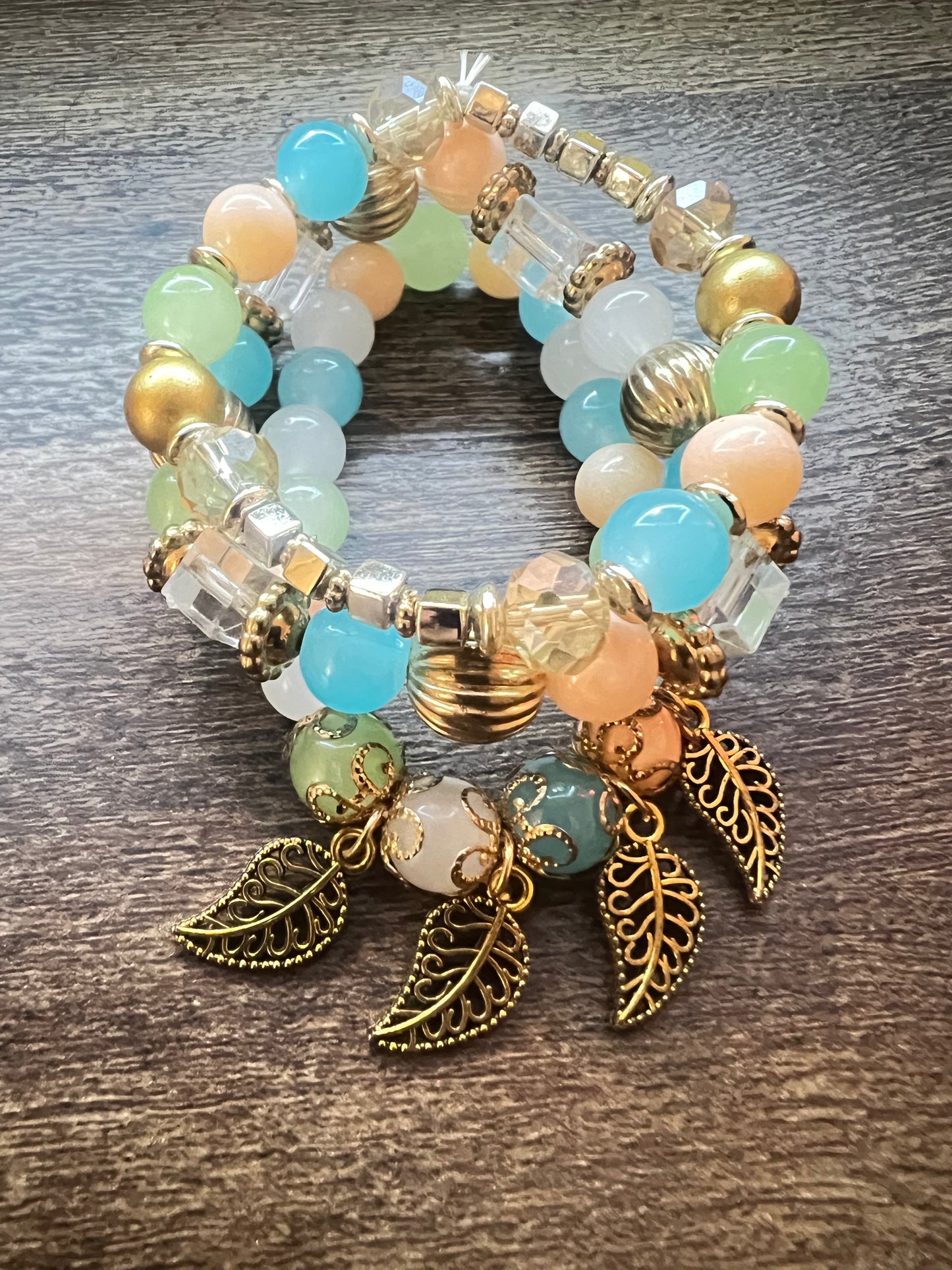 3pc set Handcrafted Multilayer Stone Crystal Beads Fashion Bracelet